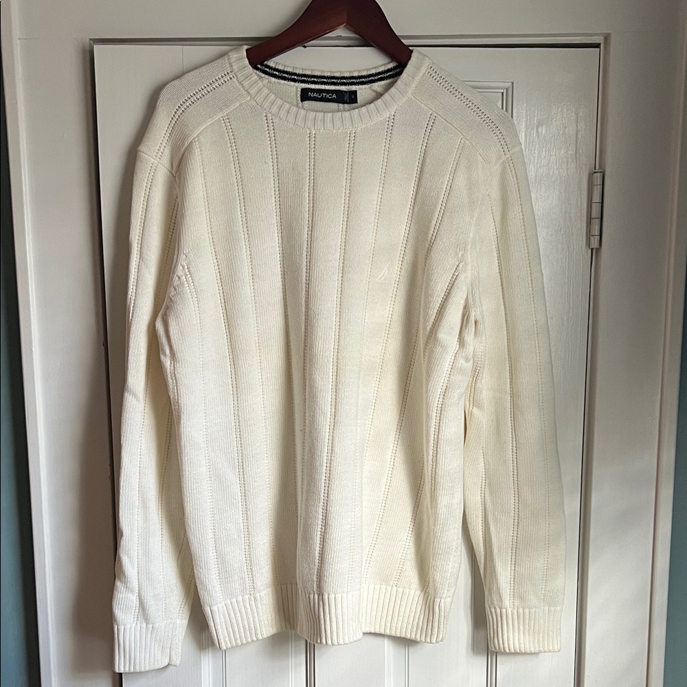 Nautica Men's Off-White Crewneck Sweater
